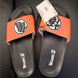 Men’s Dragon Ball Z Orange and Black Slides - size medium